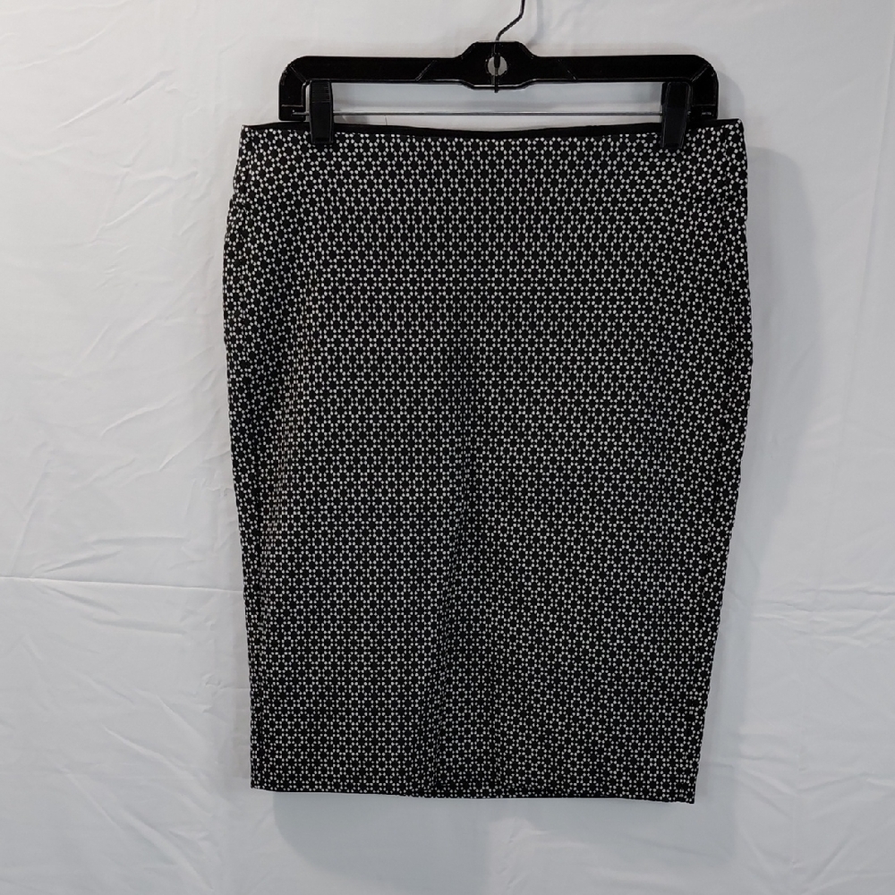 ELLE Women's Pencil Skirt Black White Geometric Print Office Career Size